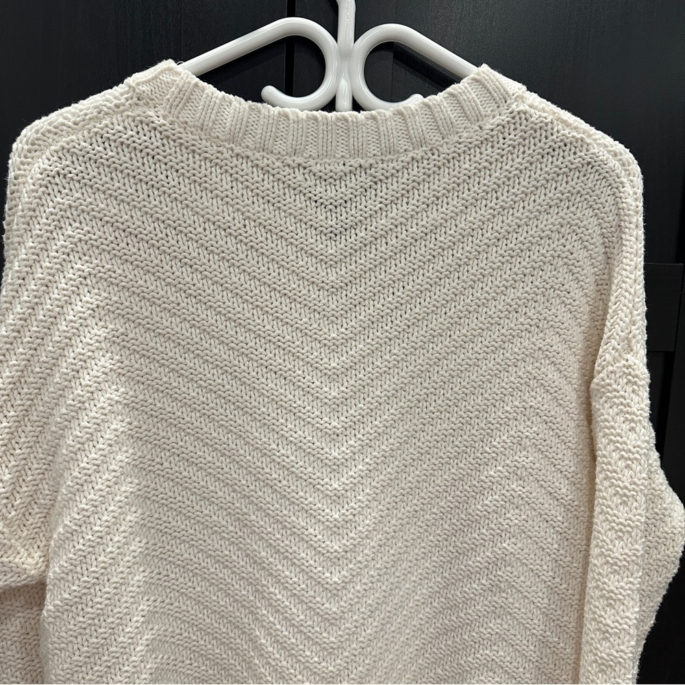 Roots Cotton Blend Knit Oversized Ivory Sweater Size XS Women’s - Picture 8 of 10
